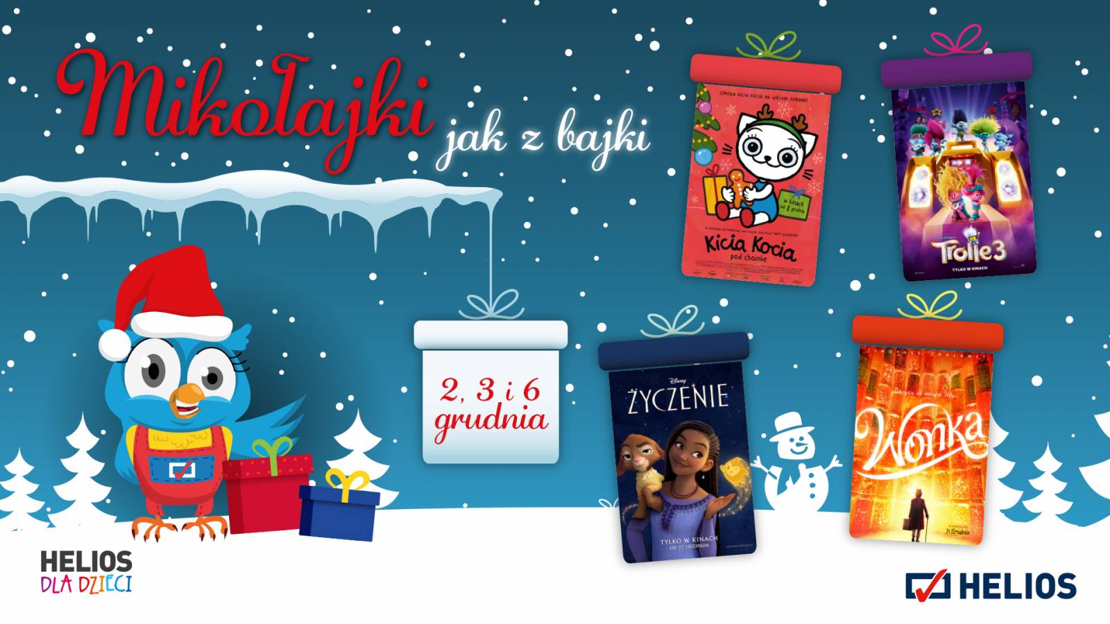 Mikołajki to wyjątkowy czas dla całej rodziny, a najlepszy scenariusz na spędzenie tego święta to filmowa przygoda w kinach Helios!