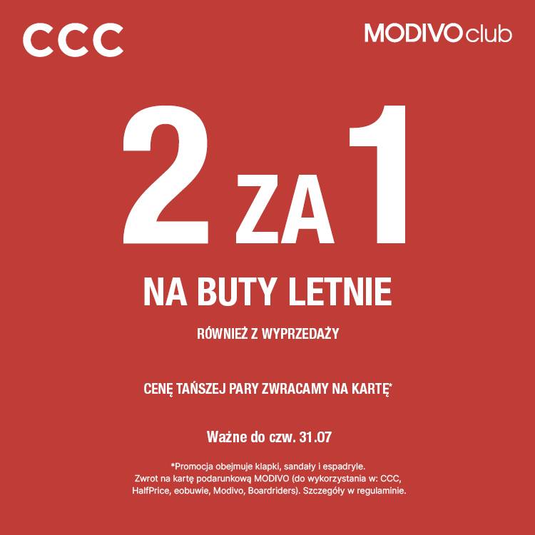Skorzystaj z letniej wyprzedaży 2 za 1 w CCC!>